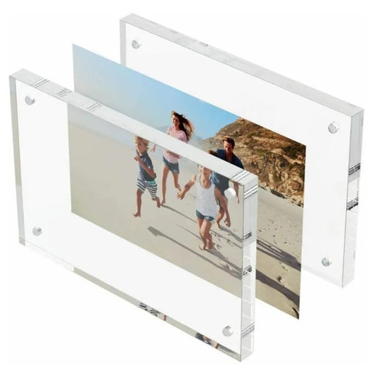 Acrylic Photo Frame Crystal Clear Frameless Double Sided Freestanding Photo Frame for Desk